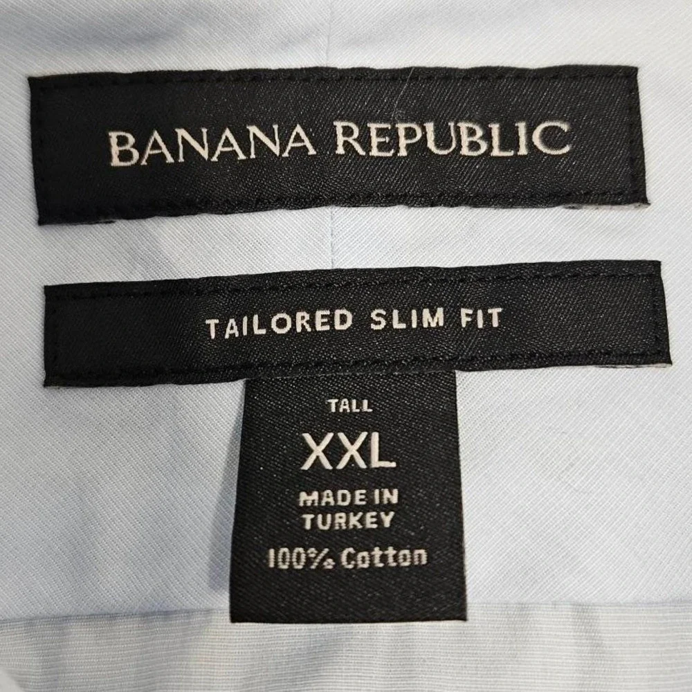 Banana Republic XXLT Slim‎ Fit Dress Poplin Shirt Country Blue 795825-01 Cotton